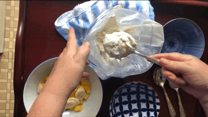 07. Spoon out ice-cream and enjoy immediately with your favorite fruit and toppings.