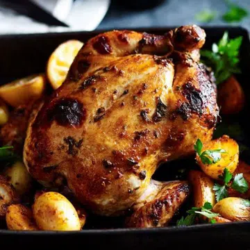 Honey-Roasted Chicken With Spicy Fried Potatoes