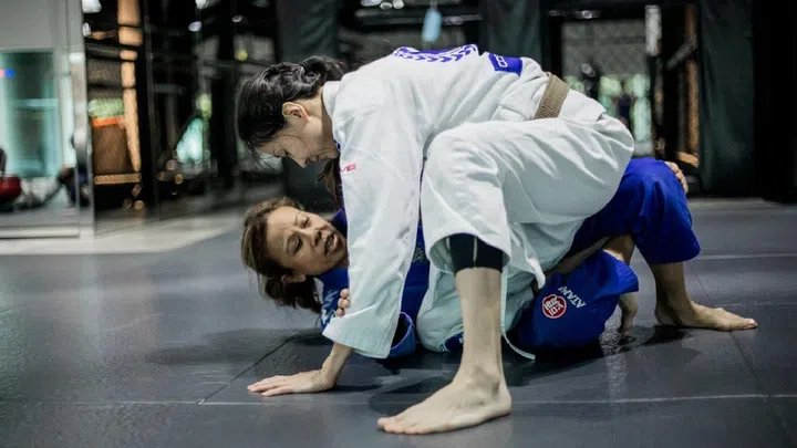 Advanced BJJ female students in a workshop with Marcus Buchecha at Evolve MMA, Singapore