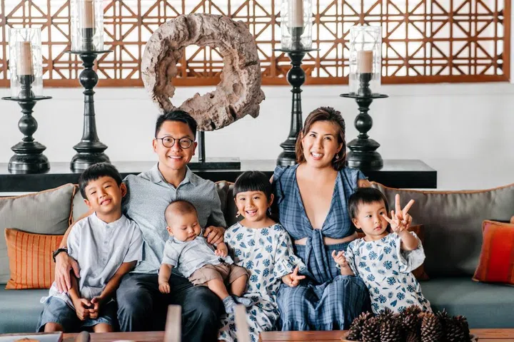 Vermillion, with her family of five. Photo: Vermillion Goh