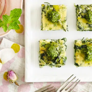 Recipe for Wilted Greens & Goats' Cheese Squares