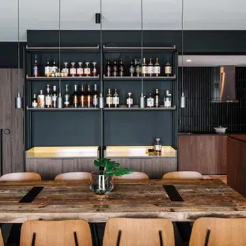 Dark Industrial-Style 5-Room BTO With A Striking Home Whisky Bar