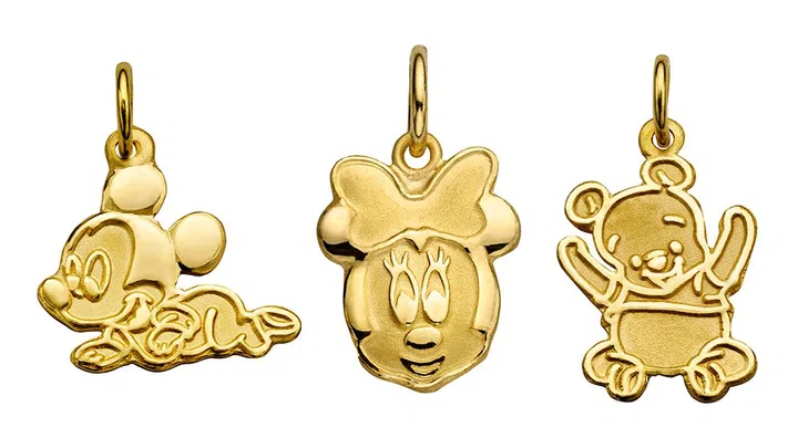 From left: Poh Heng Explorer Mickey, Classic Baby Minnie, and Baby Pooh Pendants