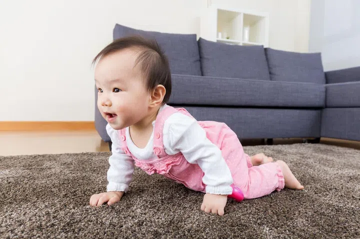 26251596 - baby girl creeping at home