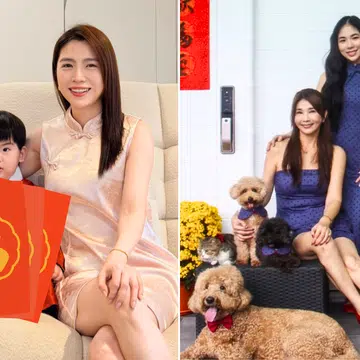 Sora Ma, Chen Xiuhuan, celeb CNY family outfits