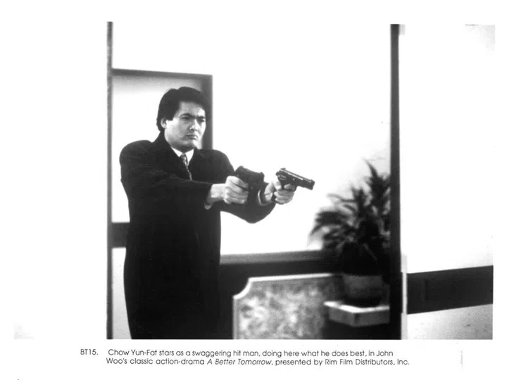 CIRCA 1986:  Actor Yun-Fat Chow on set of the movie "A Better Tomorrow" , circa 1986.  (Photo by Michael Ochs Archives/Getty Images)