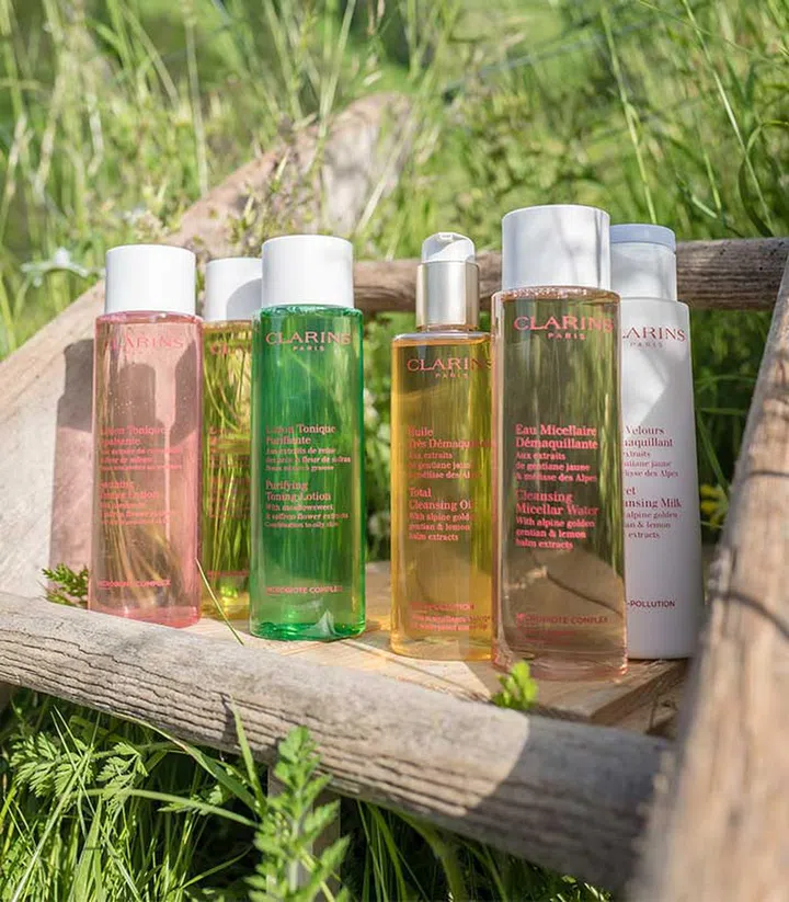 The French skincare brand, Clarins, has upgraded eight face cleansers and toning lotions, and introduced two new toning lotions to include new (natural!) ingredients from their private farm located in the French Alps called "Domaine Clarins".