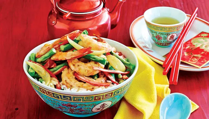 Chinese family feast - Satay prawns