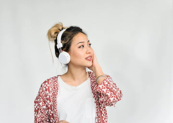 Person Listening Music Headphones Concept