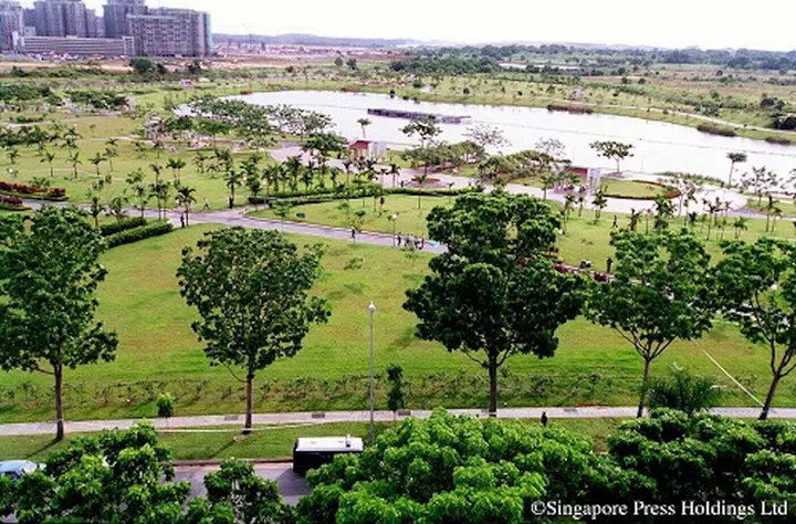 A view of Punggol Park. A woman was founddead and a man seriously injured at thejogging track on Monday morning.