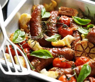 Rosemary Roasted Sausages & Tomato Tray Bake