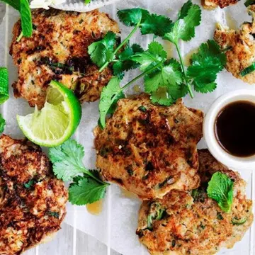 Thai Crab Fritters With Cabbage Salad