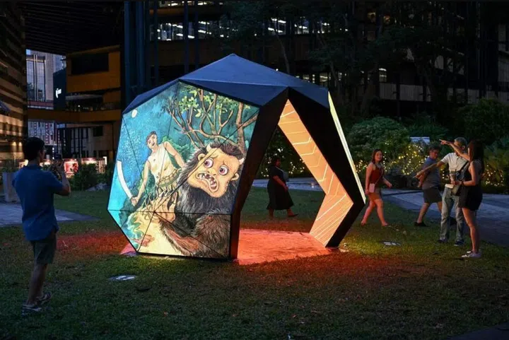 WY-TO Group's A Stone's Throw (Away) references the legend of the Singapore Stone. ST photo: Shintaro Tay