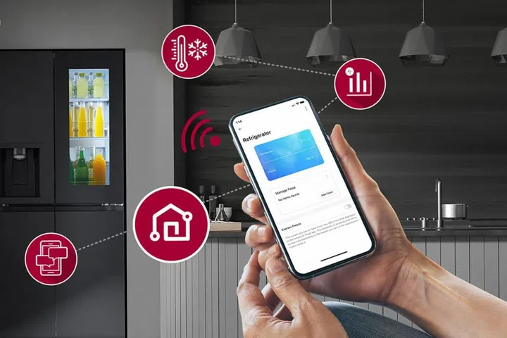 Monitor and control your refrigerator from anywhere with the LG ThinQ app. Credit: LG Electronics Singapore