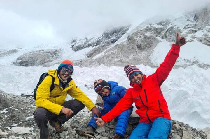 The family – father Mayur Garg, 38, mother Gayatri Mahendram, 39, and Om – kicked off their 10-day trek on Sept 28, aided by a guide and two porters. PHOTO: THE BRAVE TOURIST