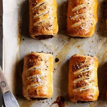 Lamb, Eggplant & Haloumi Sausage Rolls
