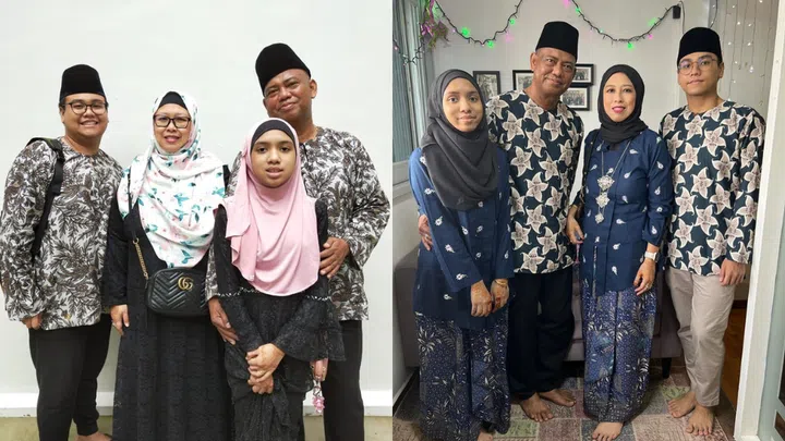 Sharifah and her family before and after their lifestyle makeover. Sharifah's husband and son lost about 20kg each from their own efforts. Photo credit: Siti Sharifah bte Osman
