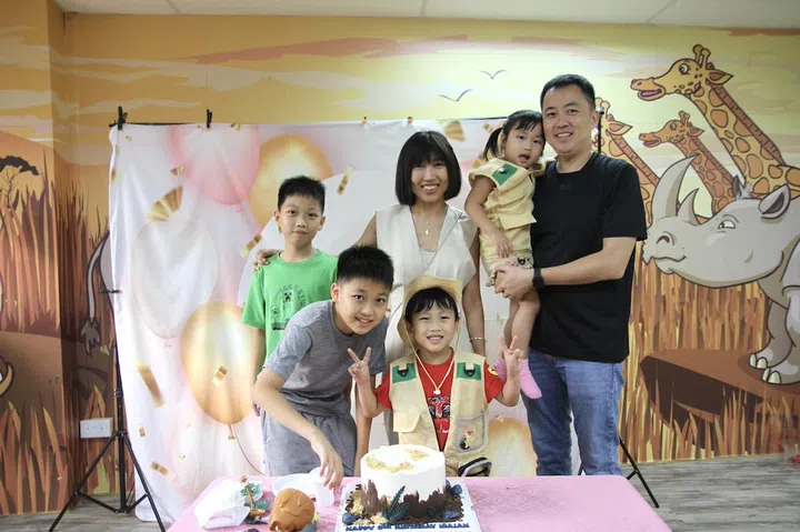 Alison and her family celebrating her third-born's sixth birthday this year. Photo credit: Alison Wee
