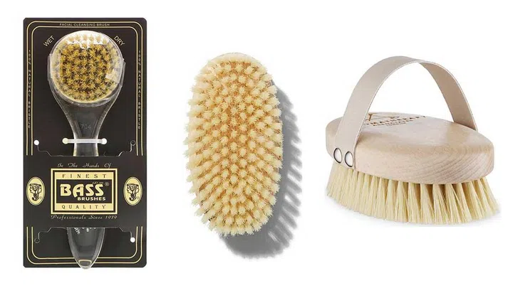 From left: Bass Brushes Facial Cleansing Brush ($16.30); Dr. Barbara Sturm Body Brush (S$40); Aromatherapy Associates Polishing Body Brush ($36)