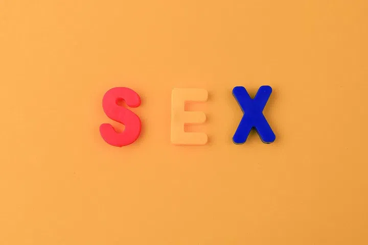 The word or text Sex written in the alphabet with colorful letters on a magnet.