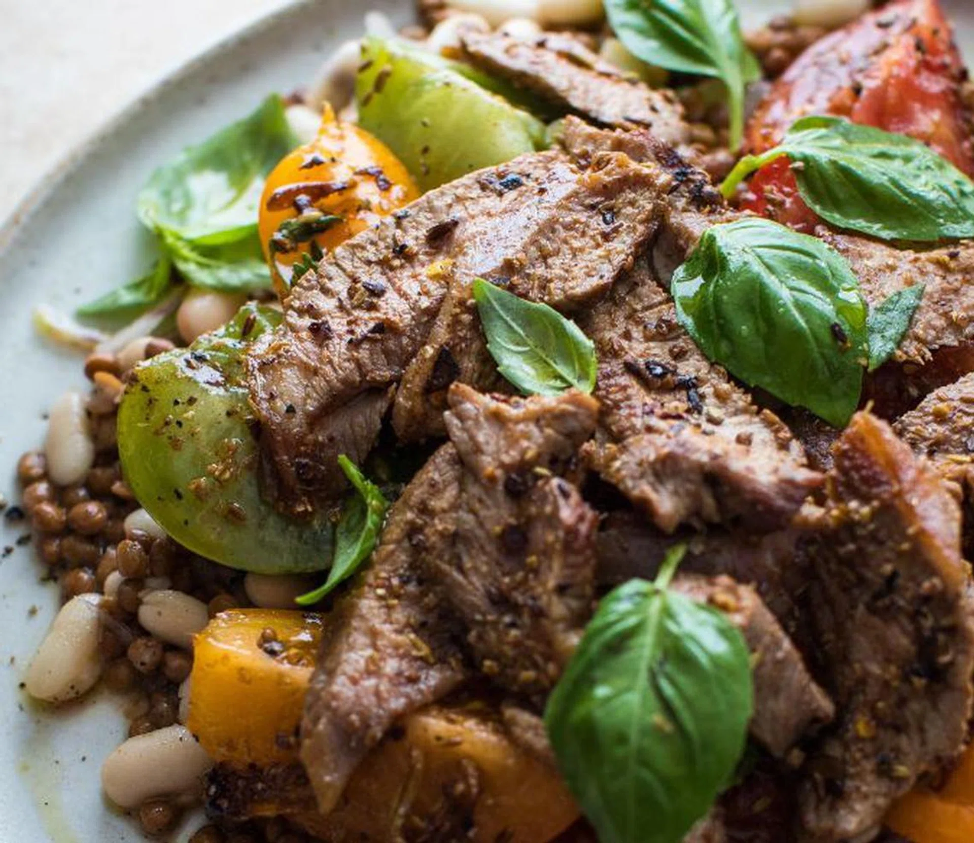 Spice-crusted Lamb With White Bean & Tomato Salad