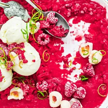 Berry Lychee Granita With Coyo Ice-Cream