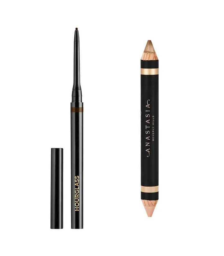 From left: Hourglass 1.5MM Mechanical Gel Eye Liner ($30) and Anastasia Beverly Hills Highlighting Duo Pencil ($42)
