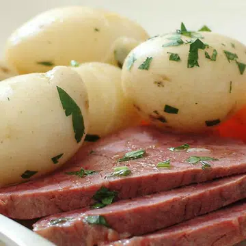 Corned Beef Silverside With Parsley Chat Potatoes