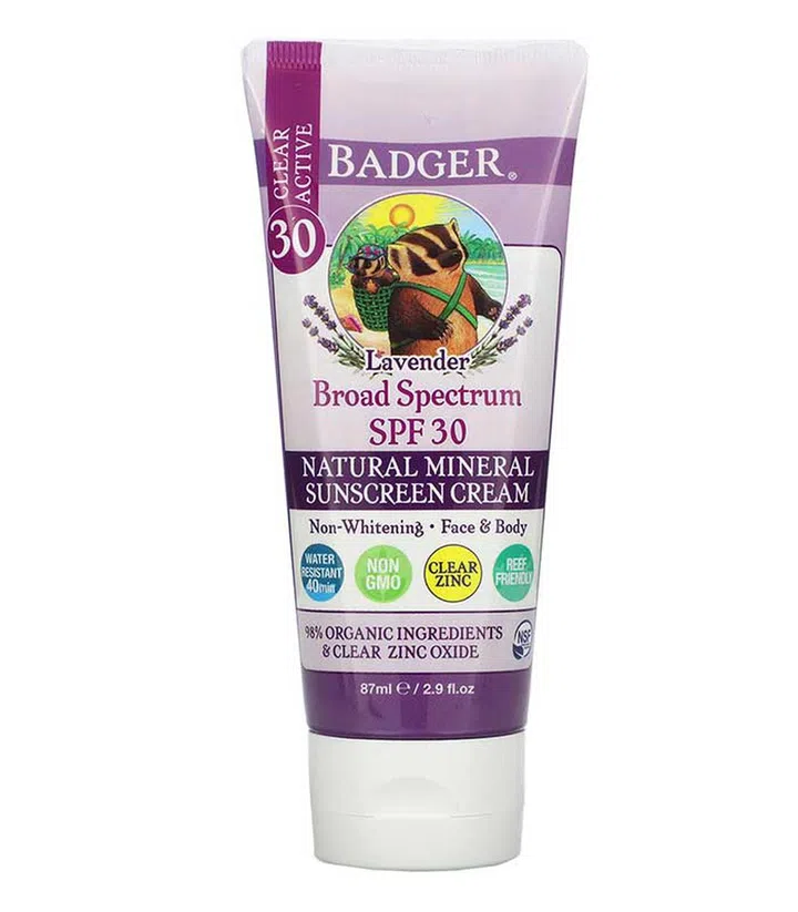 Badger Company Lavender Natural Mineral Sunscreen Cream, SPF 30 ($20.98)