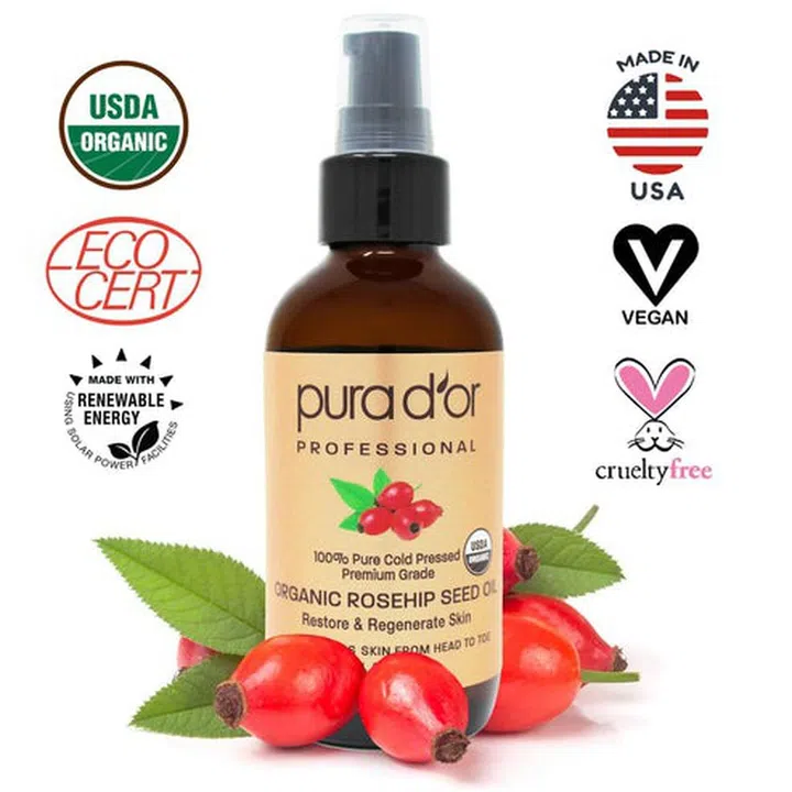 Pura D’or Organic Rosehip Seed Oil, $, from Pupsik Studio 