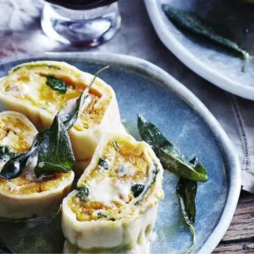 Pumpkin Rotolo With Sage Butter Sauce