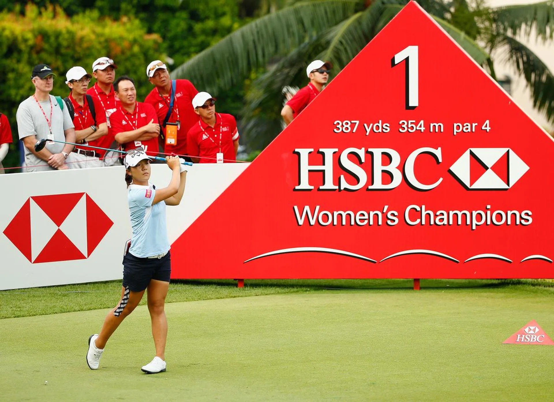 SINGAPORE - MARCH 04:  Lydia Ko of New Zealand hits a tee shot on the first hole during the second round of the HSBC Women's Champions at Sentosa Golf Club on March 4, 2016 in Singapore.  (Photo by Scott Halleran/Getty Images)