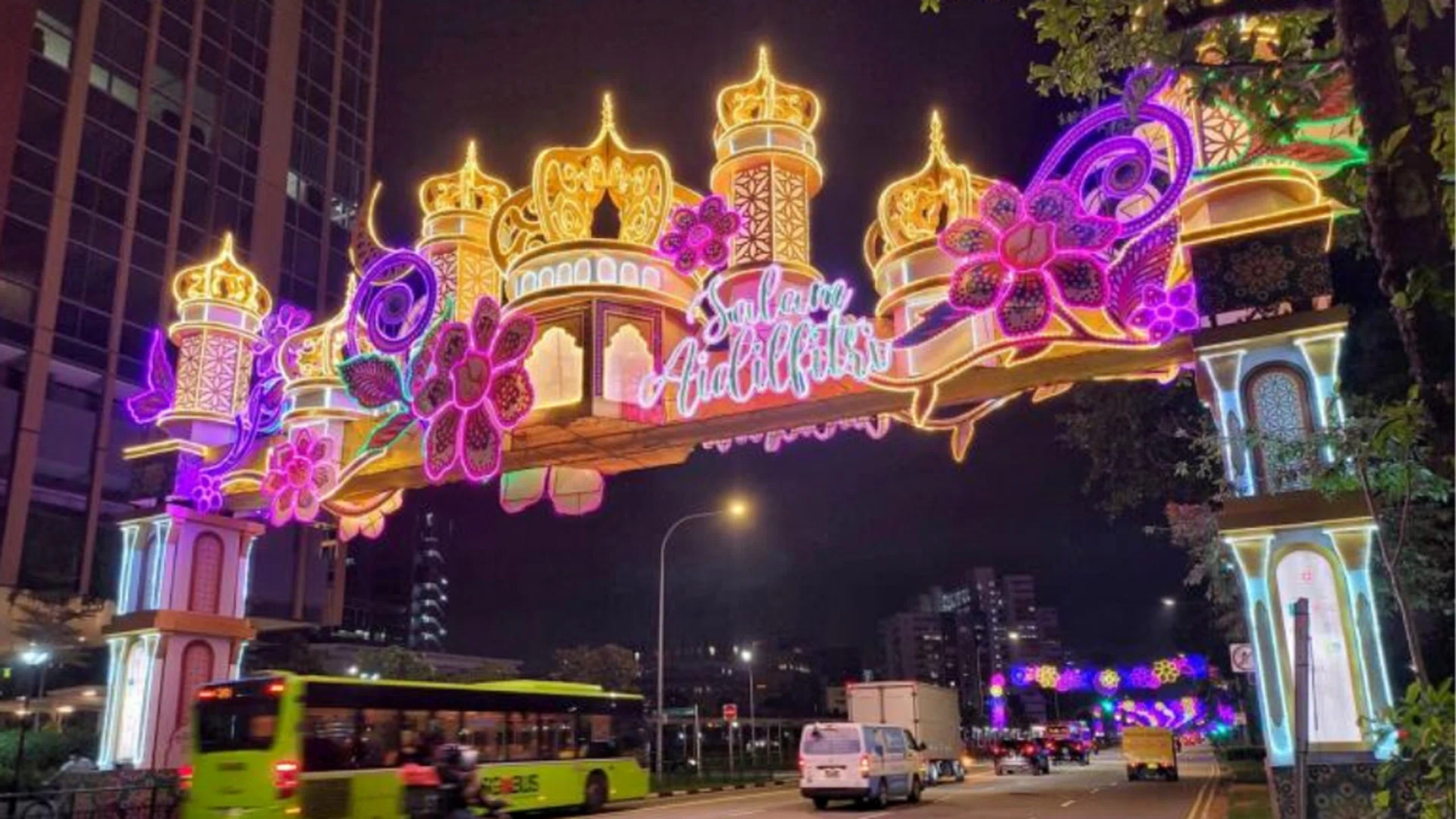 Last year's festive lights along Sims Avenue. Photo: ST FILE