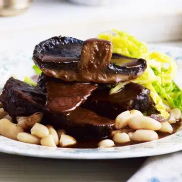 Beef Cheeks With Mushrooms & Braised Cabbage