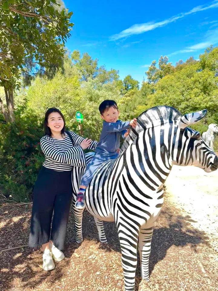 toddler screen addiction - My 3-year-old son and I enjoying a screen-free day, learning more about animals like the striped zebras at Australia’s Werribee Zoo.