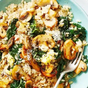 Bacon, Mushroom & Kale Risotto