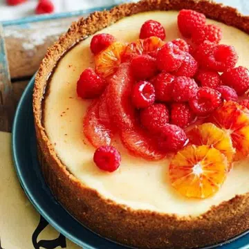 Orange Labne Cheesecake With Ruby Fruit Salad