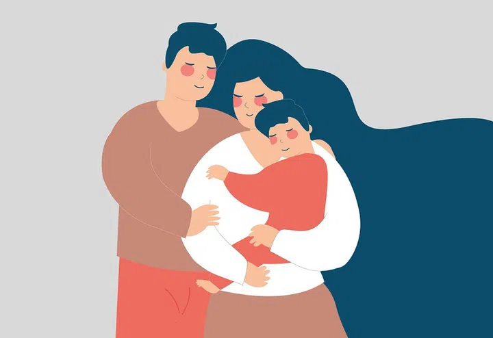 Positive parenting, parents and children, family relationship concept.