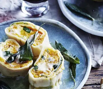 Pumpkin Rotolo With Sage Butter Sauce
