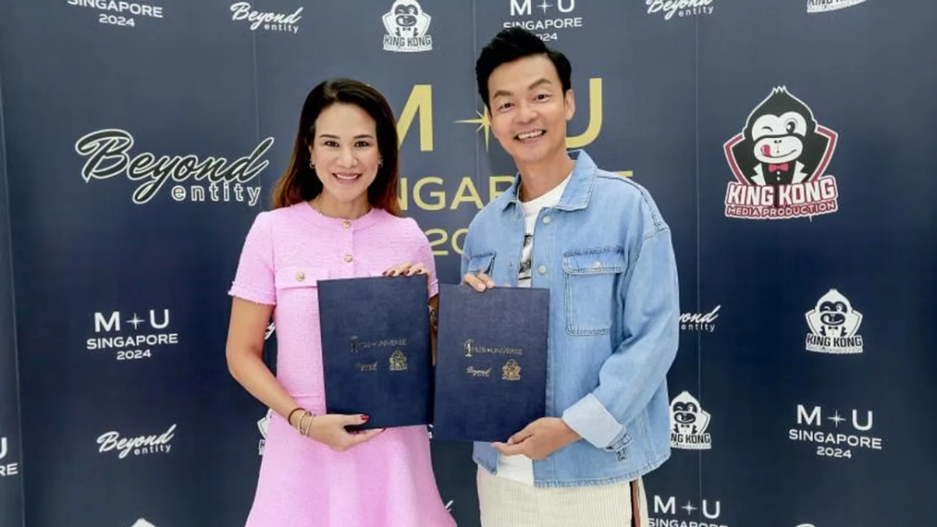 Miss Universe Singapore national director Elaine Daly and King Kong Media Production co-founder Mark Lee. PHOTO: MISS UNIVERSE SINGAPORE ORGANISATION