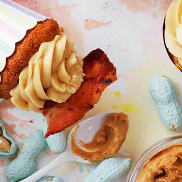 Banana Cupcakes With Bacon, and Peanut Butter Frosting