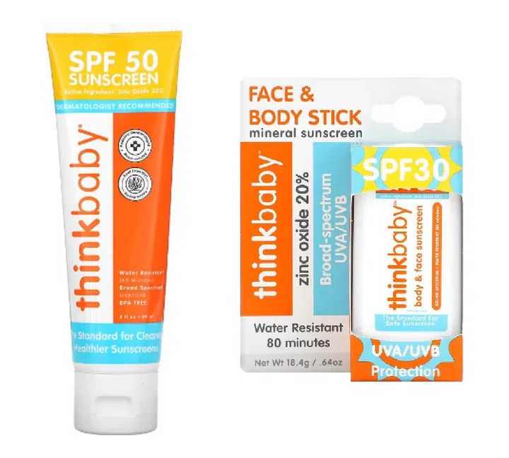 Thinkbaby Sunscreen SPF 50 comes in cream and stick formulas (Image/ iHerb)