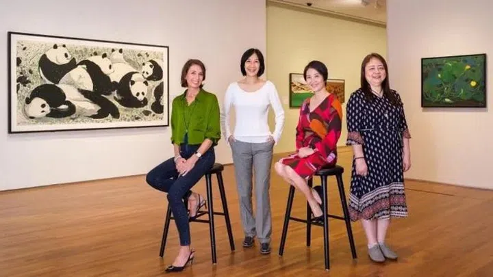 From left to right: Tina Nixon, Stella Rong, Gertrude Tan and Queenie Chow.Credit: National Gallery Singapore