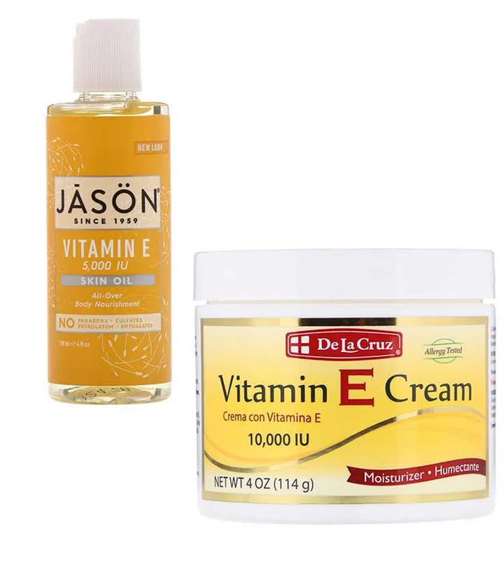 Jason Natural, Vitamin E Skin Oil (5,000 IU) $7.14; De La Cruz, Vitamin E Cream (10,000 IU) $5.91 (Photo/ iHerb)