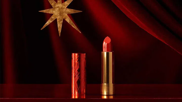 Gucci Beauty's Chinese New Year 2021 rendition – the Gucci Satin lipstick in shades 505 Janet Rust, 513 Emmy Red, and 25 Goldie Red now comes in limited edition red tubes for $53