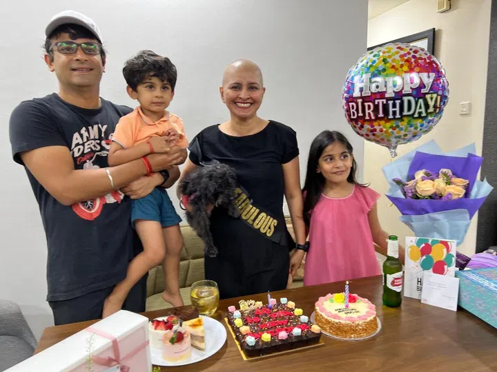 Harvin celebrating her 40th birthday and news of her remission. Photo credit: Harvinderpal Kaur