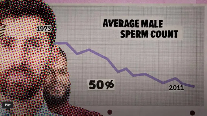 In a study of 43,000 men from 19732 to 2011, the average sperm count fell by 50 per cent. Image HBO Max/ Not So Pretty Screengrab