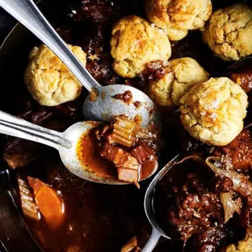 Red Wine Beef Stew With Parmesan Dumplings