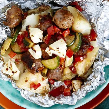 recipe for Zucchini And Sausage Baked Potatoes
