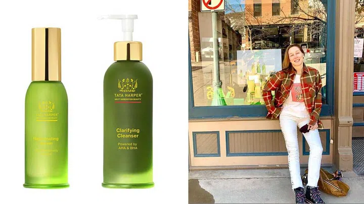Tata Harper Rejuvenating Serum ($163), Clarifying Cleanser ($98), and Tata Harper.